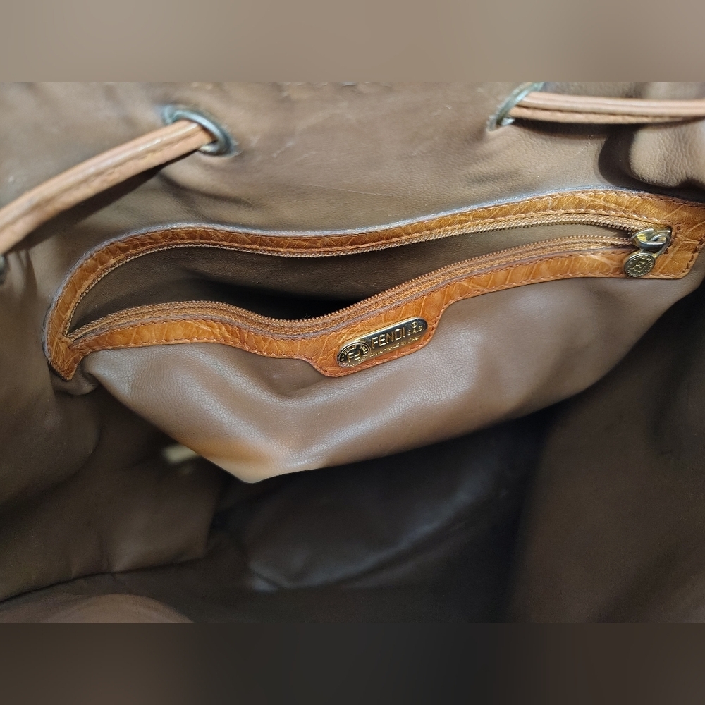 Fendi Tan Croc-Embossed Shoulder Bag - Picture 10 of 16